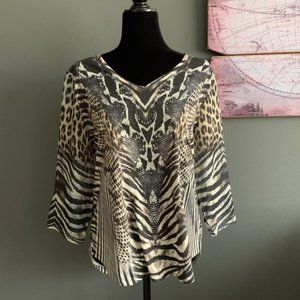 Chico’s Travelers Leopard/Animal Print Top Size 1